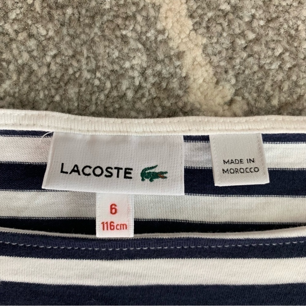 Lacoste Navy Striped Elastic Waist Knit Dress Size 6 - Picture 3 of 5